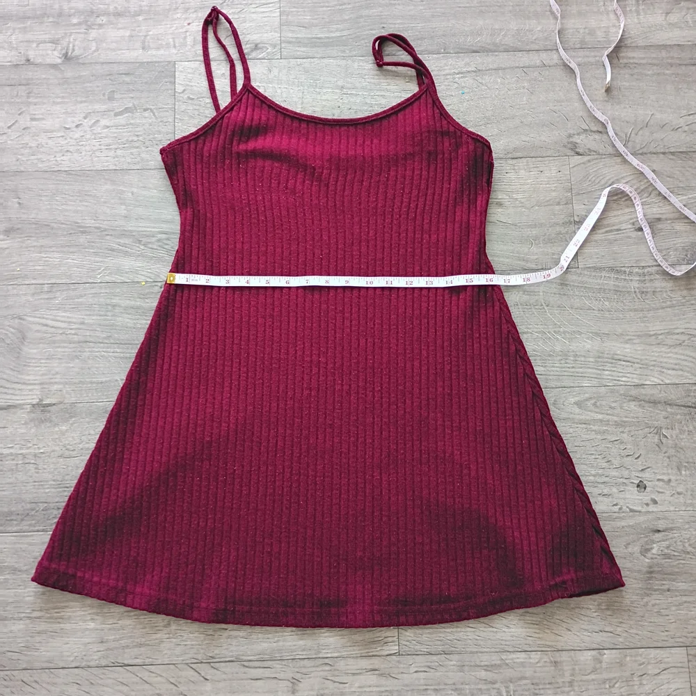 SHEIN Burgundy Ribbed Knit Mini Dress with Cropped Cardigan - Picture 8 of 9